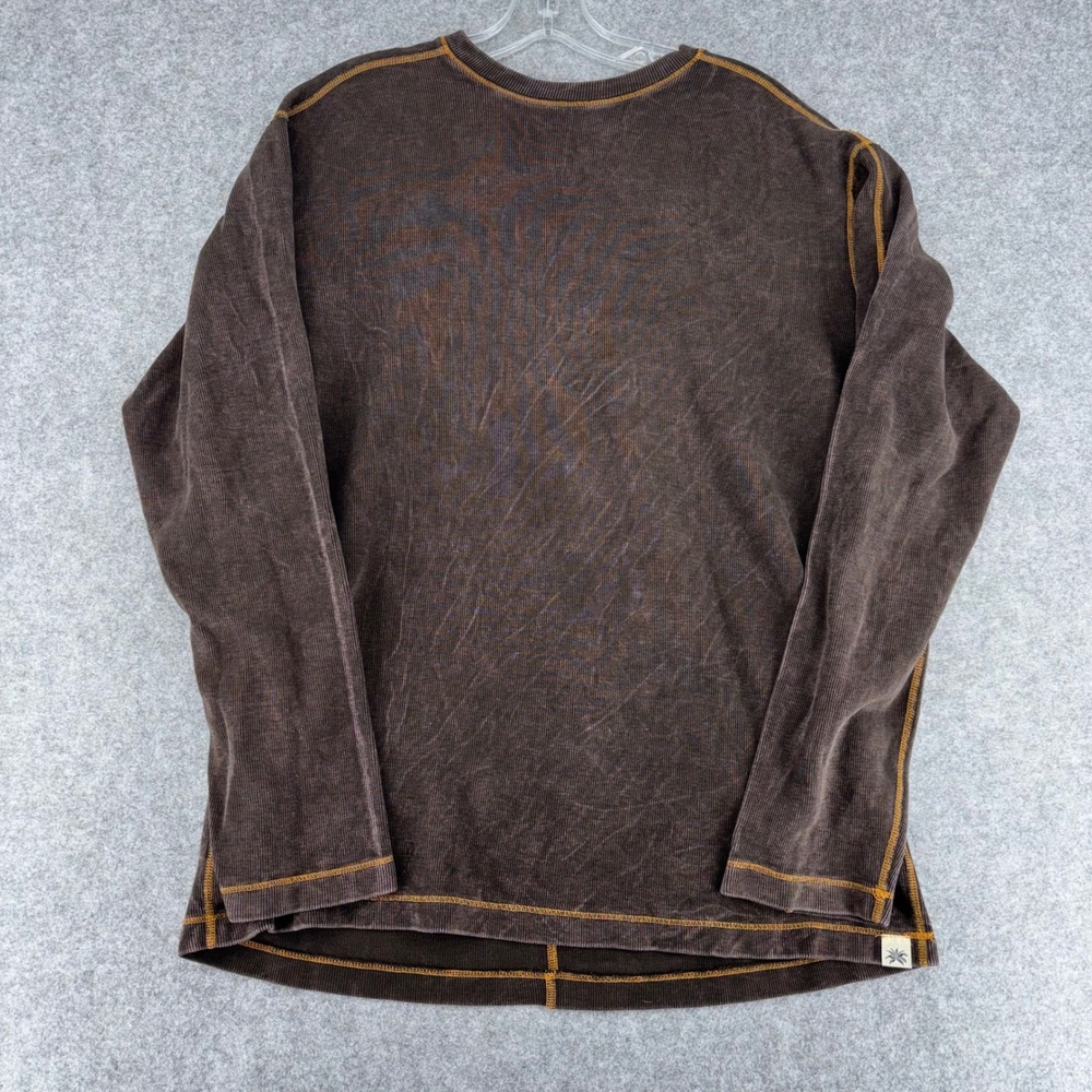 Jake Agave Desperado Brown Rib Knit Long Sleeve Shirt Men Medium Agavelux K-1003